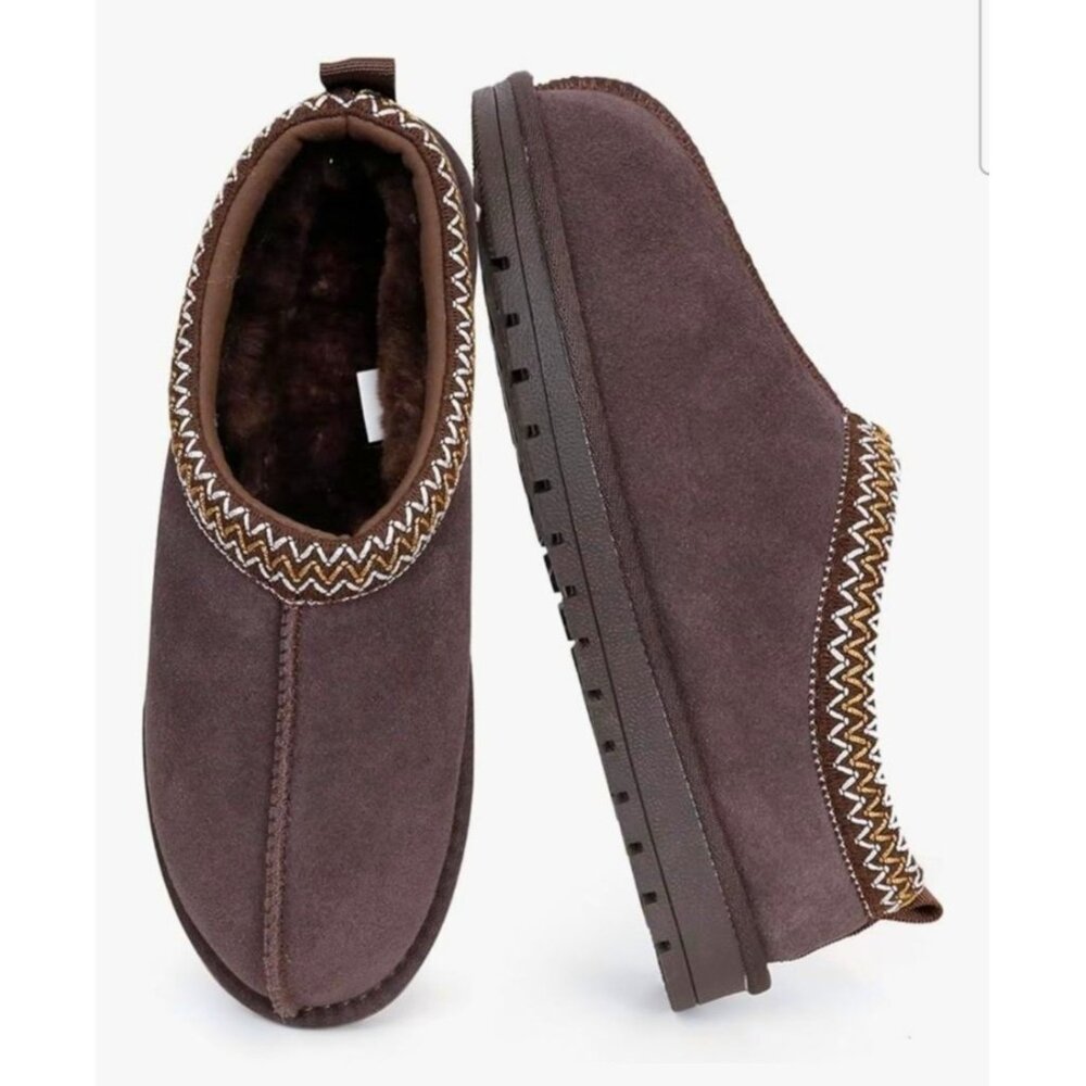 Evellyhootd Womens 6.5/ 37 Suede Ankle Slippers Faux Fur Lining Splash-Proof